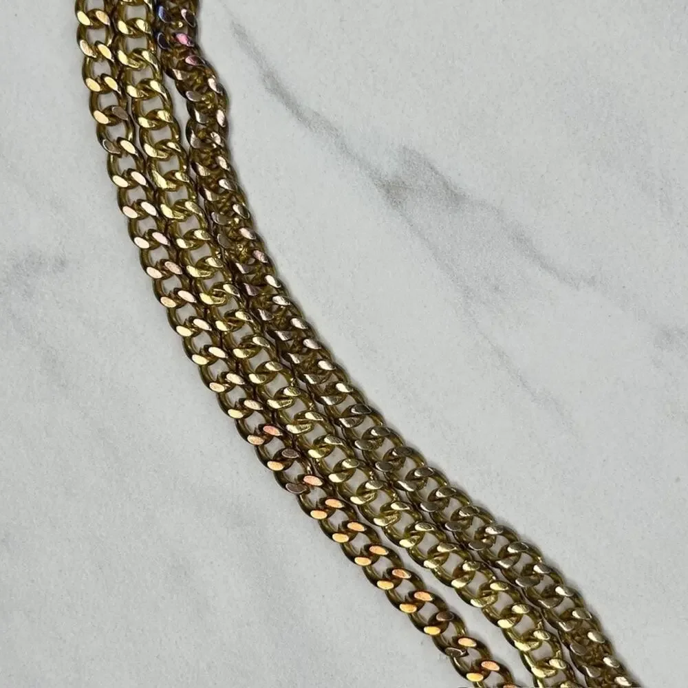 Rhinestone Heart Charm Toggle Gold Chain Belt Large (L/XL) Y2K Statement ✨